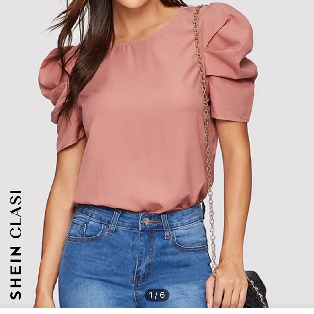 Women's Pink Puff Sleeve Top
